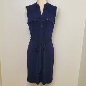 Women's EN FOCUS STUDIO Sleeveless Cargo Navy Blue Dress Sz 6 EUC